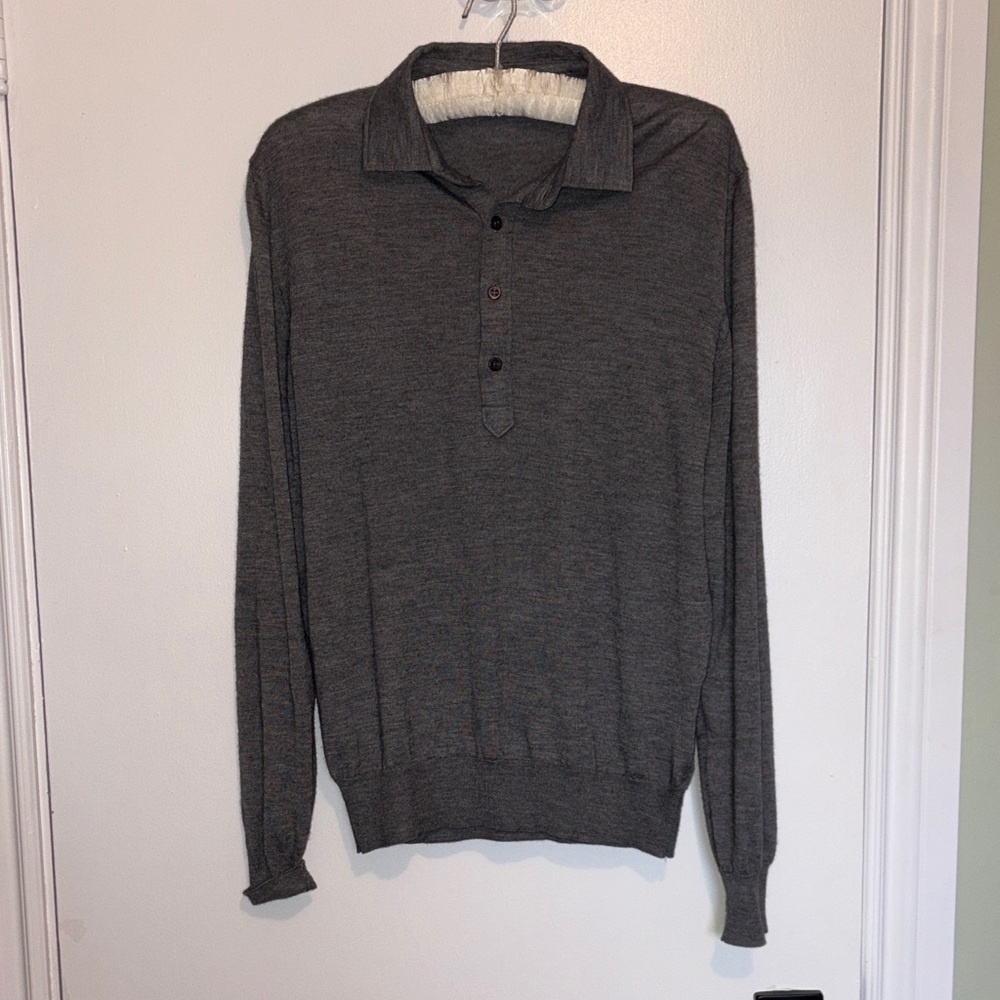 Cruciani Cashmere Silk Blend polo long sleeve - medium